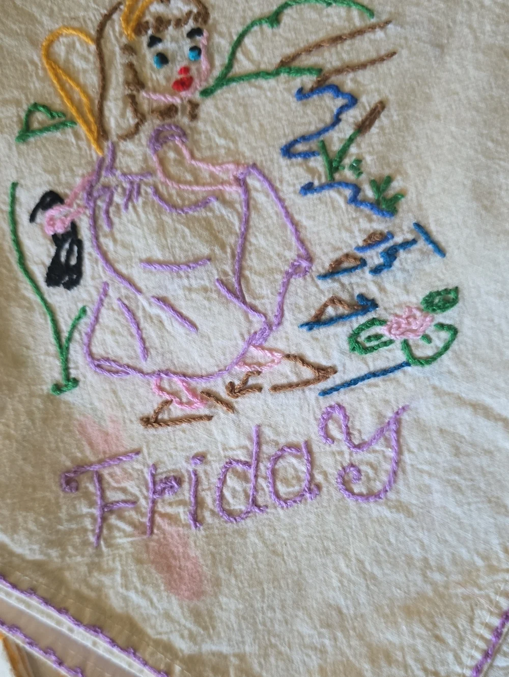 Vintage Kitchen Linens  Embroidered Day-of-Week Kitchen Towels - 5pc Set